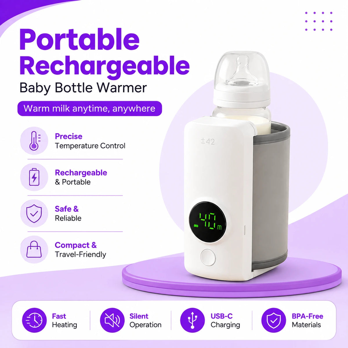 Portable Rechargeable Baby Bottle Warmer