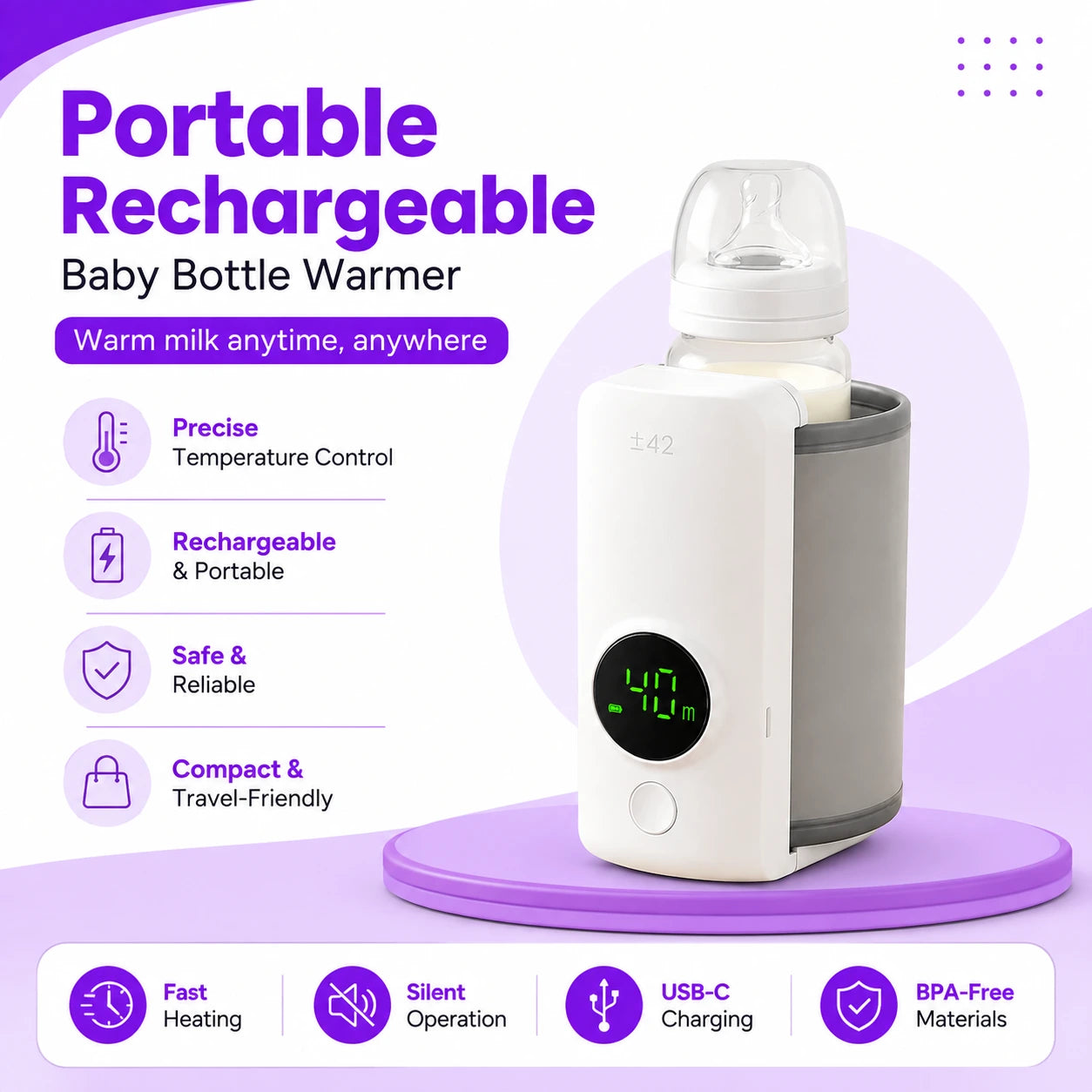 Portable Rechargeable Baby Bottle Warmer