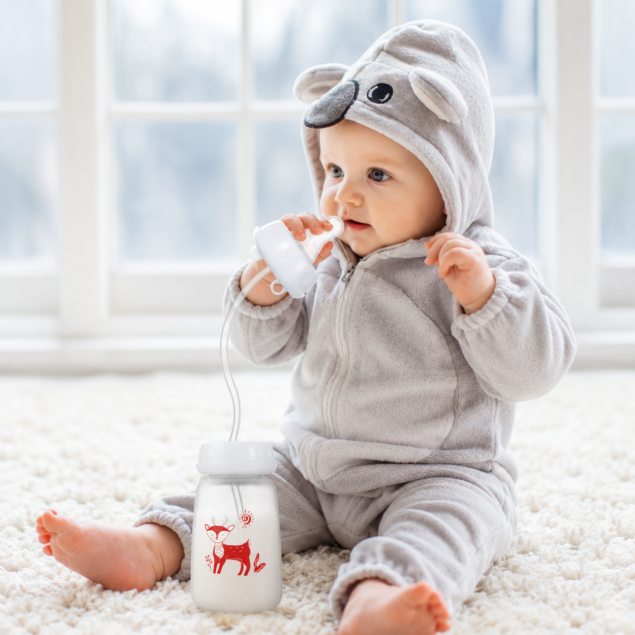 Hands-Free Baby Feeding Bottle