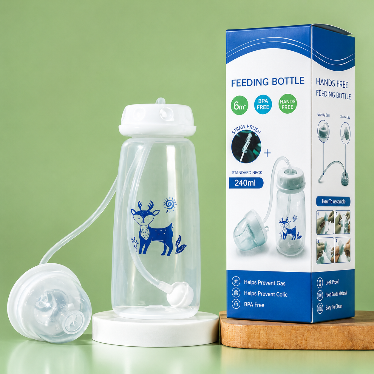 Hands-Free Baby Feeding Bottle